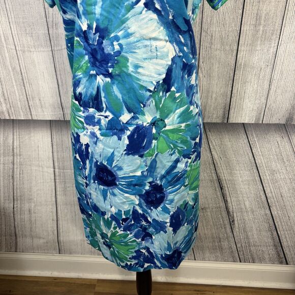 Pappagallo Women's Size 6 Island Blue Mood Cap Sleeve V-Neck Dress - Picture 3 of 8